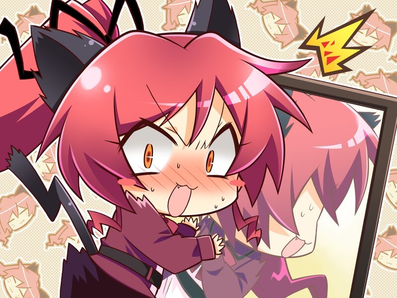 Pink-haired Anime Girl — Pink, Playful, Mirror