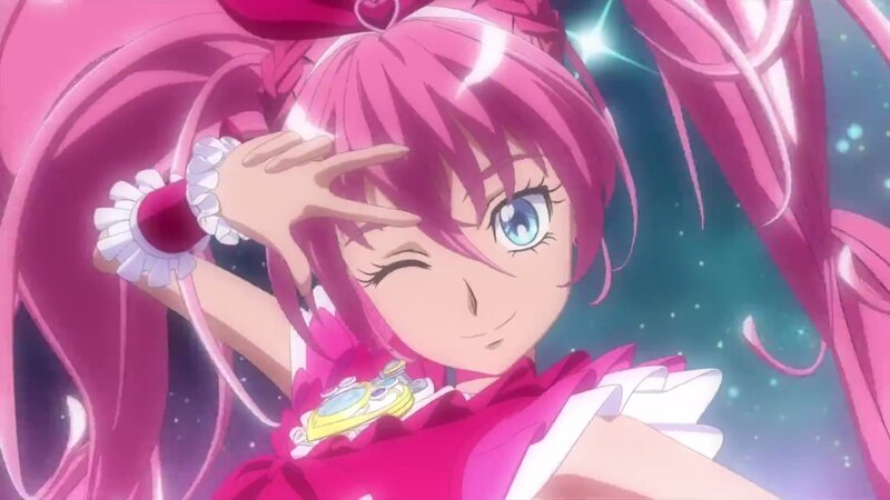 Pink-haired Anime Girl — Pink, Playful, Night, Long Pink Hair
