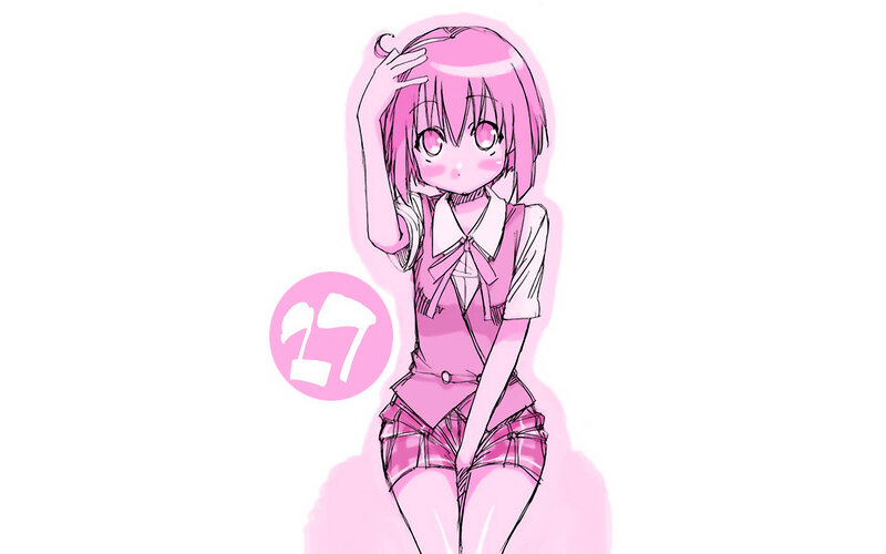 Pink-haired Anime Girl — Pink, Playful, School Uniform, Hand on Head