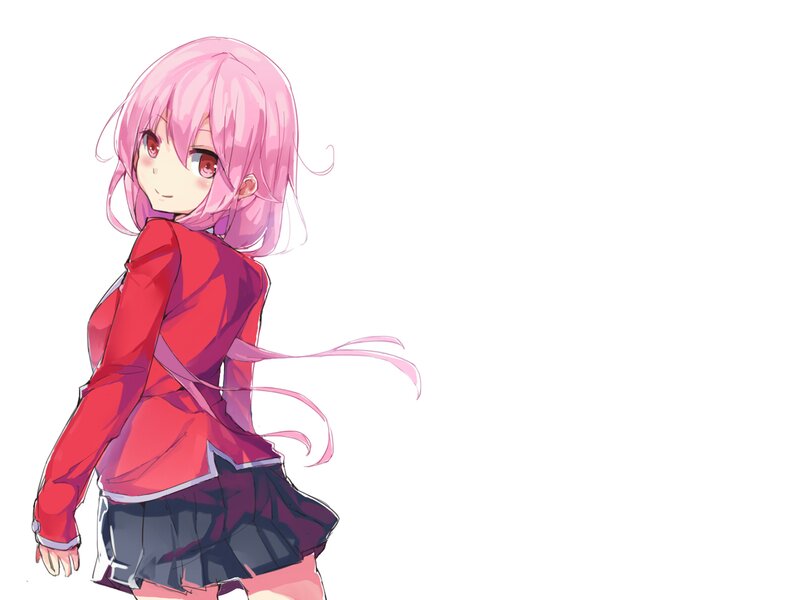 Pink-haired Anime Girl — Pink, Playful, School Uniform, Red Jacket