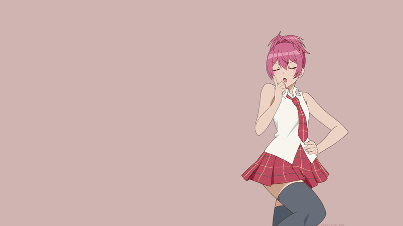 Pink-haired Anime Girl — Pink, Playful, School Uniform, Skirt
