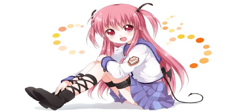 Pink-haired Anime Girl — Pink, Playful, School Uniform, Tail, Ears