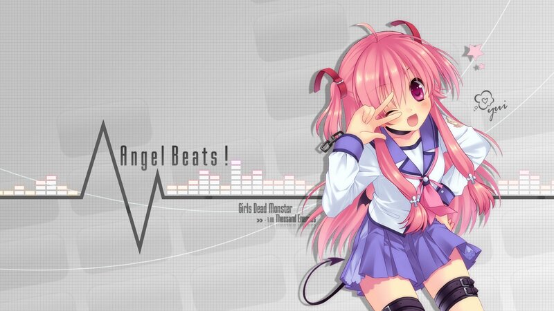 Pink-haired Anime Girl — Pink, Playful, School Uniform, Tail, Stars
