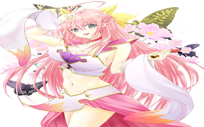 Pink-haired Anime Girl — Pink, Playful, Spring, Butterflies