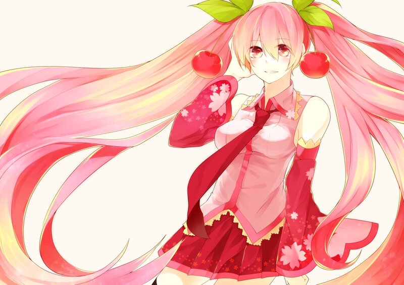 Pink-haired Anime Girl — Pink, Playful, Spring, Cherry, Long Hair