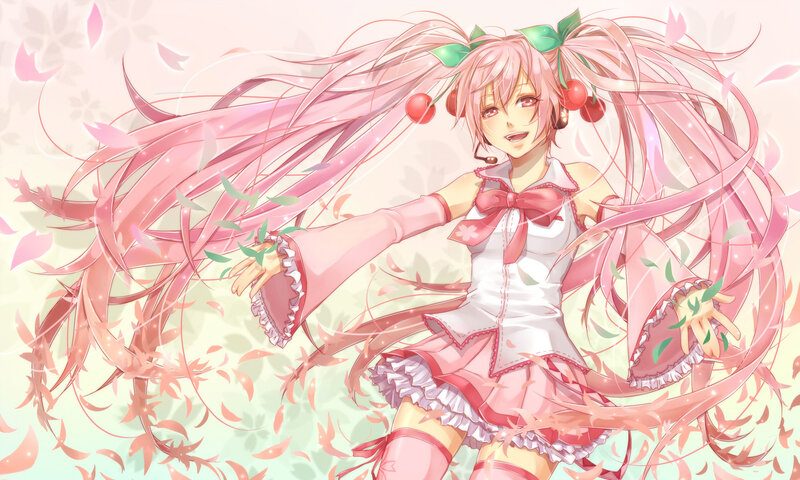 Pink-haired Anime Girl — Pink, Playful, Spring, Cherry, Microphone