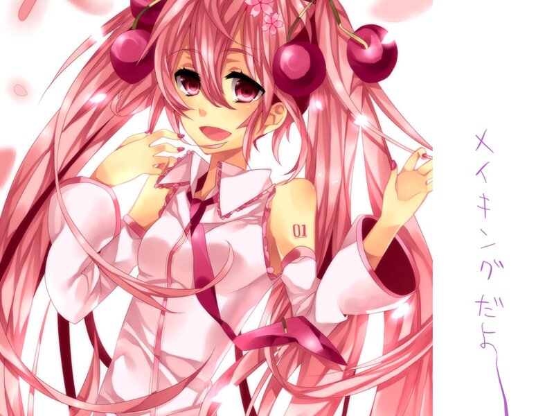 Pink-haired Anime Girl — Pink, Playful, Spring, Cherry