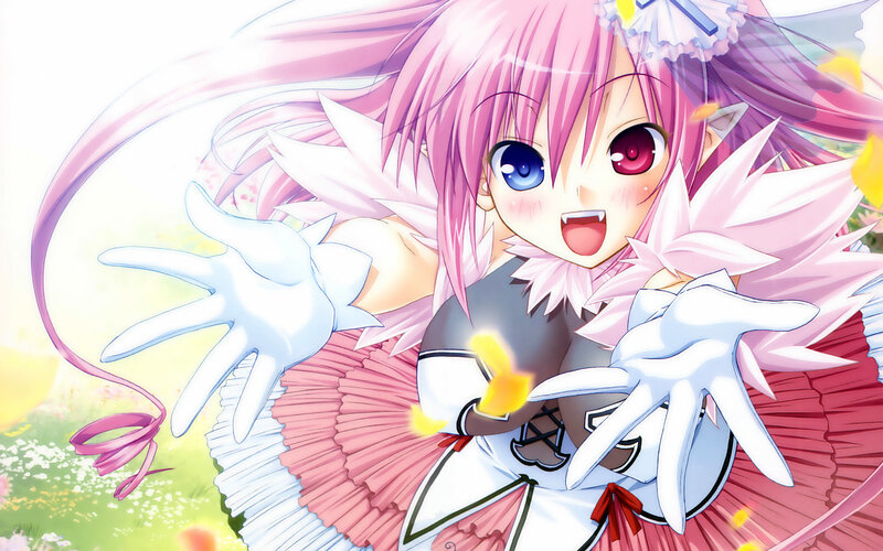 Pink-haired Anime Girl — Pink, Playful, Spring, Gloves, Wings