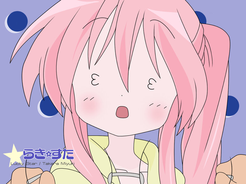 Pink-haired Anime Girl — Pink, Playful, Stars, Blue Circles