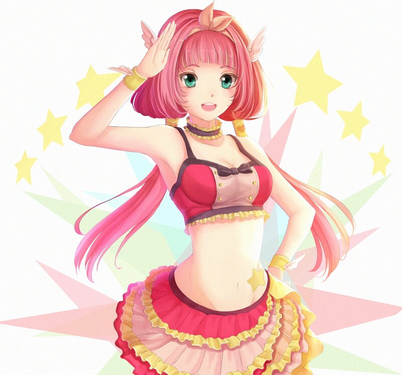 Pink-haired Anime Girl — Pink, Playful, Stars, Wings