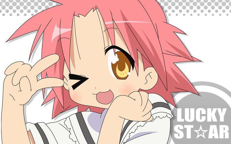 Pink-haired Anime Girl — Pink, Playful, Winking, Peace Sign