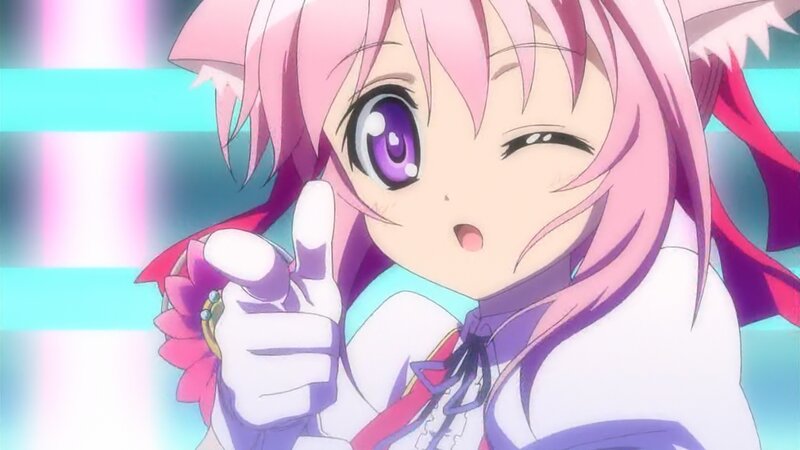 Pink-haired Anime Girl — Pink, Playful, Winking, Pointing