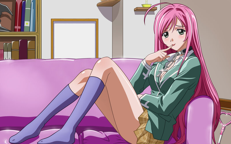Pink-haired Anime Girl — Pink, Relaxed, Couch