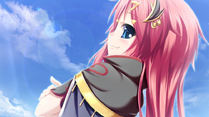 Pink-haired Anime Girl — Pink, Serene, Afternoon, Blue Sky