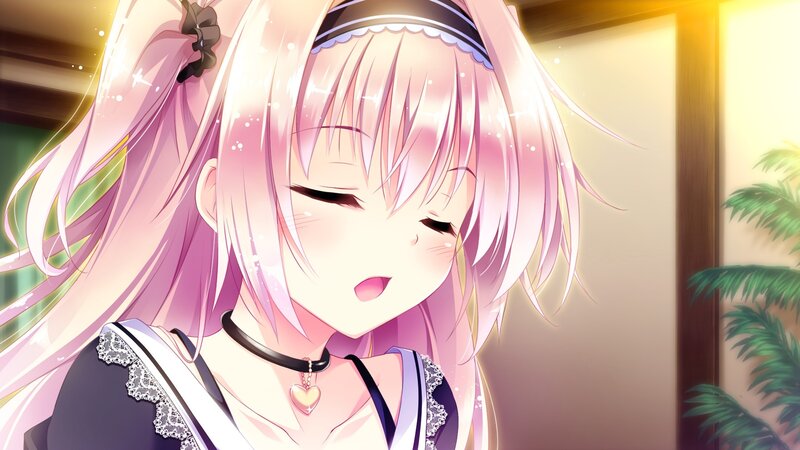Pink-haired Anime Girl — Pink, Serene, Afternoon, Choker