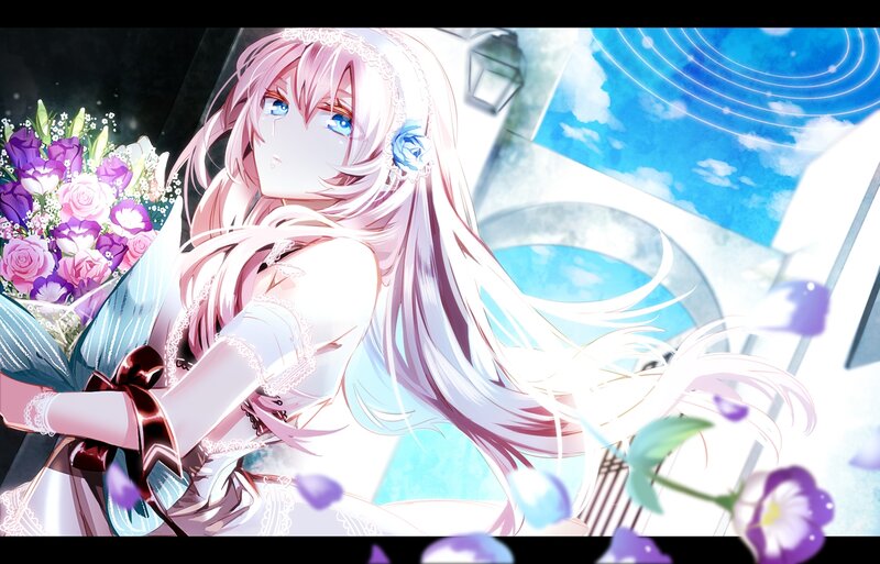Pink-haired Anime Girl — Pink, Serene, Afternoon, Flowers