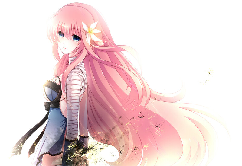 Pink-haired Anime Girl — Pink, Serene, Flower in Hair