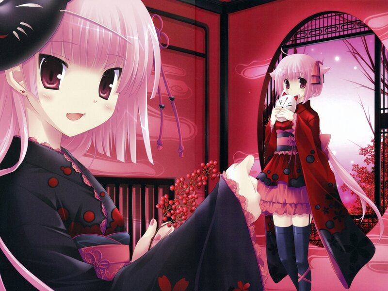 Pink-haired Anime Girl — Pink, Serene, Night, Another Version of the Same Character