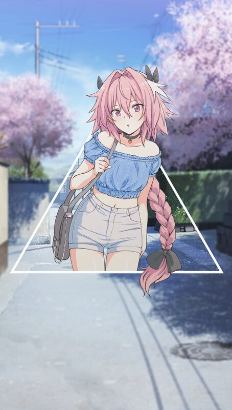 Pink-haired Anime Girl — Pink, Serene, Spring, Cherry Blossoms, Backpack