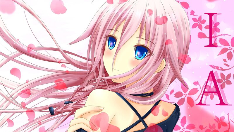 Pink-haired Anime Girl — Pink, Serene, Spring, Cherry Blossoms, Braided Hair