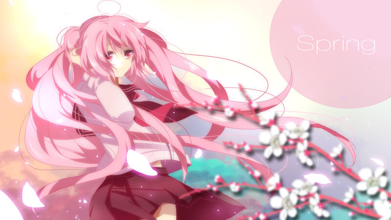 Pink-haired Anime Girl — Pink, Serene, Spring, Cherry Blossoms, Petals