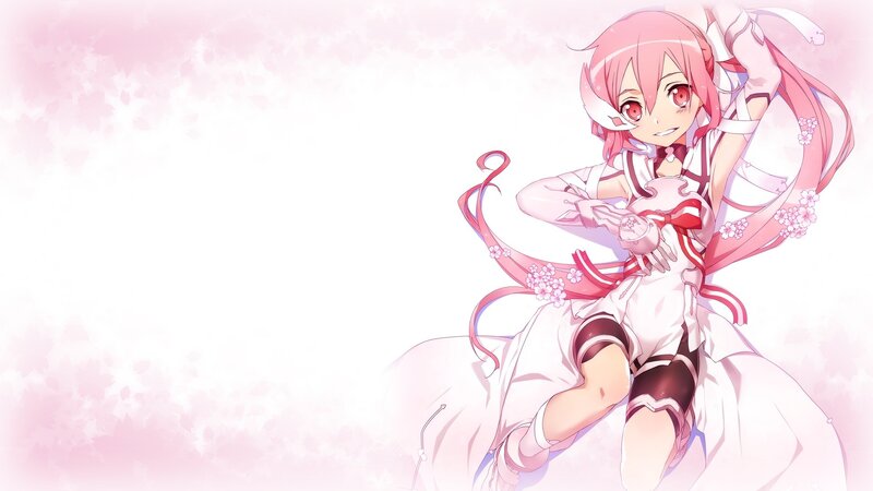 Pink-haired Anime Girl — Pink, Serene, Spring, Cherry Blossoms, Ribbon