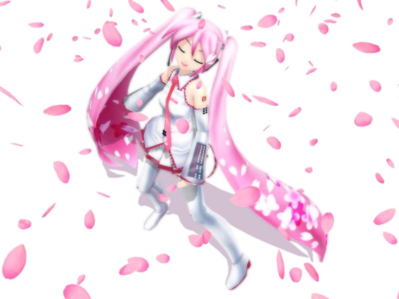 Pink-haired Anime Girl — Pink, Serene, Spring, Digital Art, Cherry Blossoms