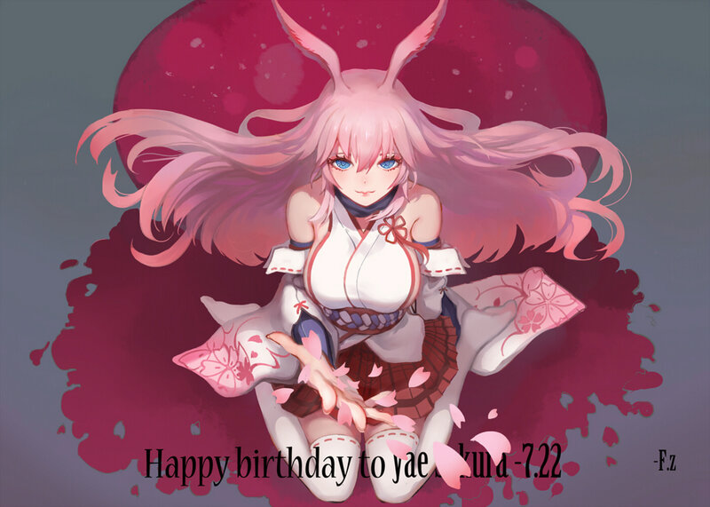 Pink-haired Anime Girl — Pink, Serene, Spring, Digital Art, Rabbit Ears