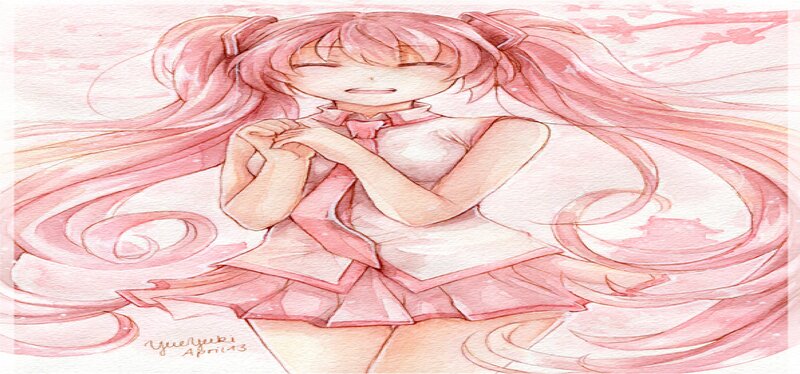 Pink-haired Anime Girl — Pink, Serene, Spring, Digital Art, School Uniform