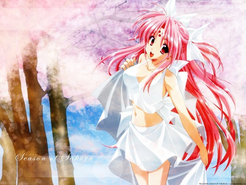 Pink-haired Anime Girl — Pink, Serene, Spring, Sakura Trees