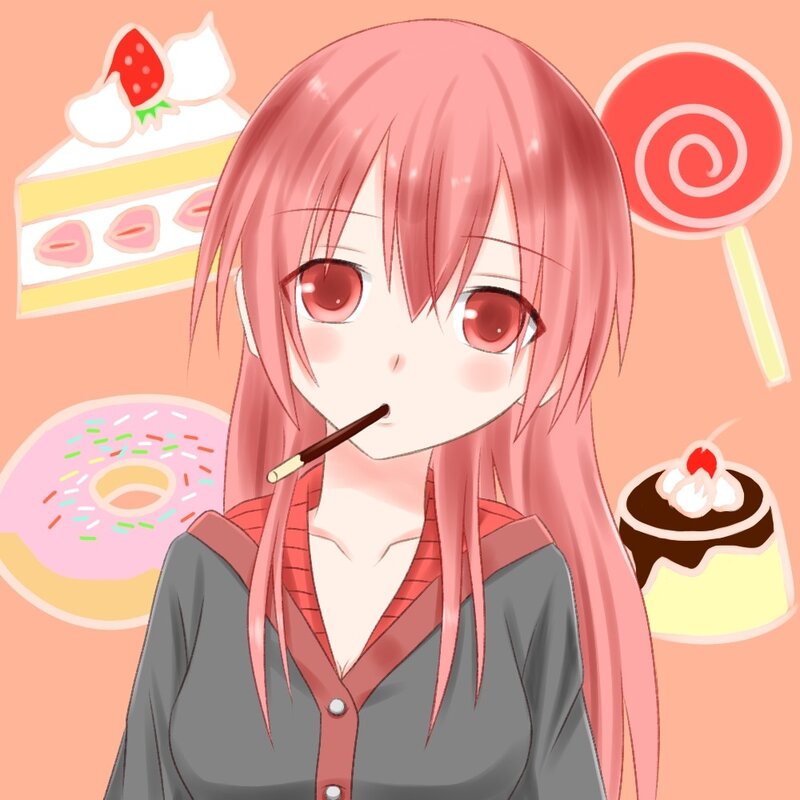 Pink-haired Anime Girl — Pink, Sweet, Cake, Lollipop