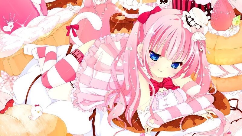 Pink-haired Anime Girl — Pink, Sweet, Cake