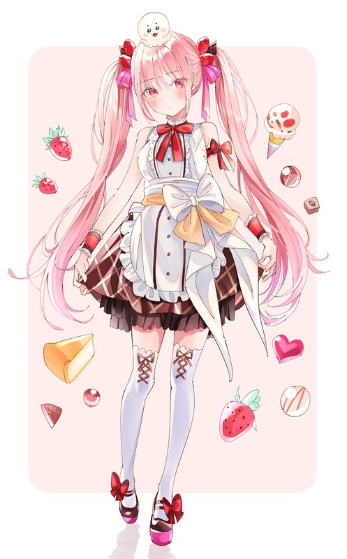 Pink-haired Anime Girl — Pink, Sweet, Strawberries, Ice Cream