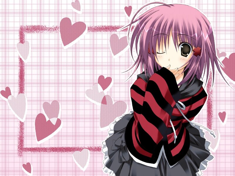 Pink-haired Anime Girl — Playful