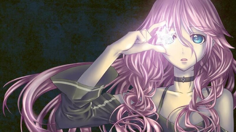 Pink-haired Anime Girl — Purple, Dramatic, Blue Eye