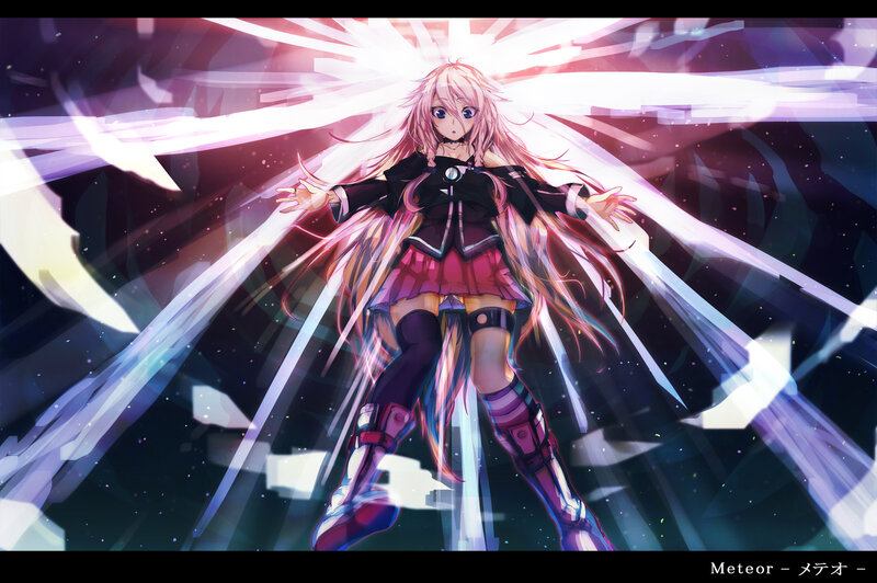 Pink-haired Anime Girl — Purple, Dramatic, Digital Art, Light Beams