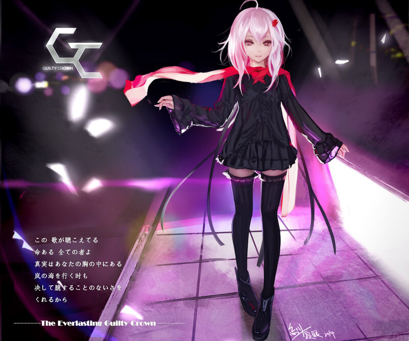 Pink-haired Anime Girl — Purple, Dramatic, Night, Digital Art, Scarf