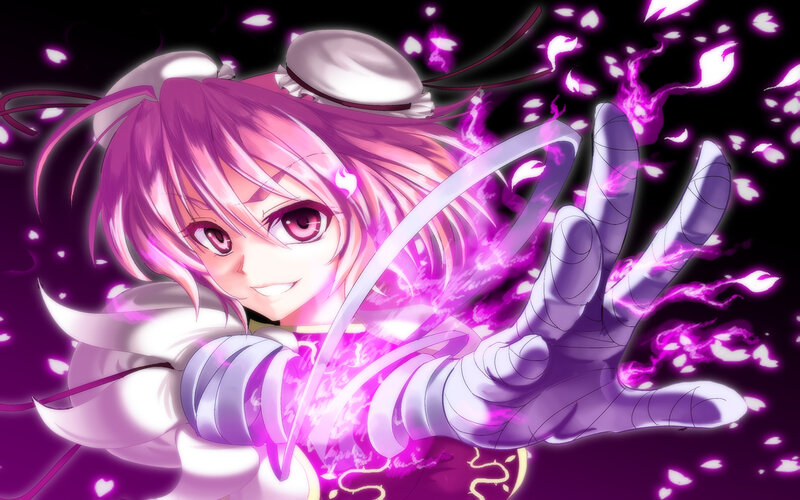 Pink-haired Anime Girl — Purple, Dramatic, Night, Purple Energy