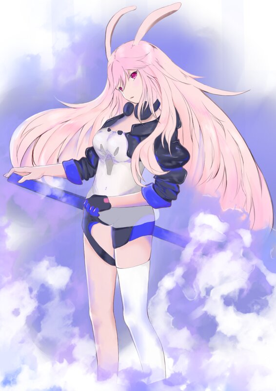 Pink-haired Anime Girl — Purple, Dramatic, Rabbit Ears