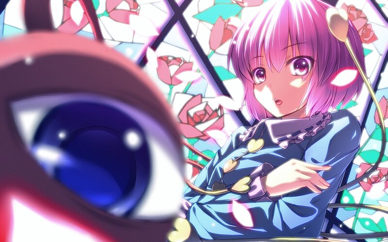 Pink-haired Anime Girl — Purple, Dramatic, Stained Glass