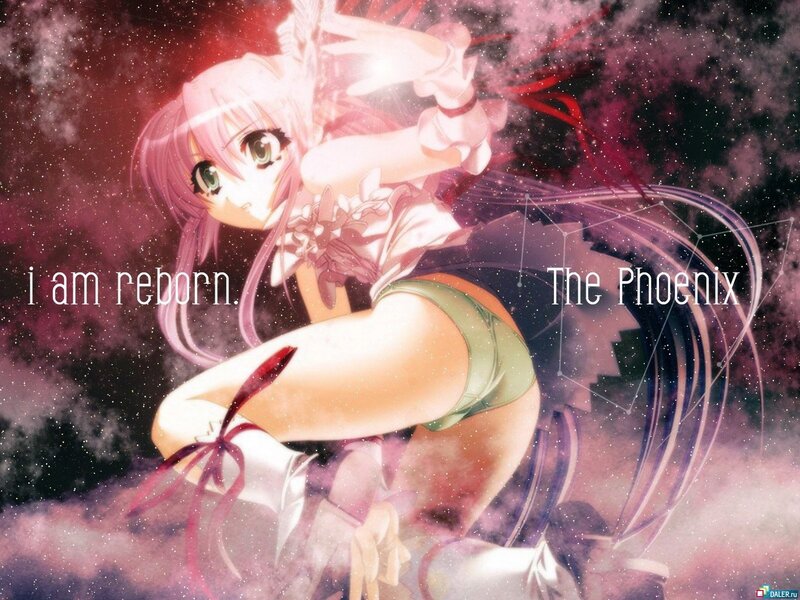 Pink-haired Anime Girl — Purple, Dramatic, Text