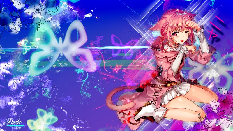 Pink-haired Anime Girl — Purple, Dreamy, Butterflies