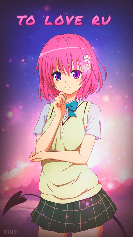 Pink-haired Anime Girl — Purple, Dreamy, Night, Flower