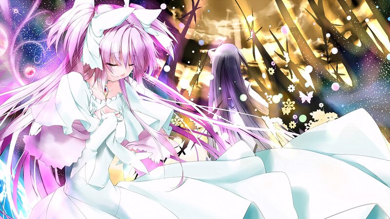 Pink-haired Anime Girl — Purple, Dreamy, Night, Long Hair