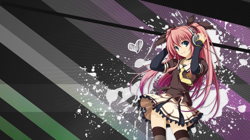 Pink-haired Anime Girl — Purple, Energetic