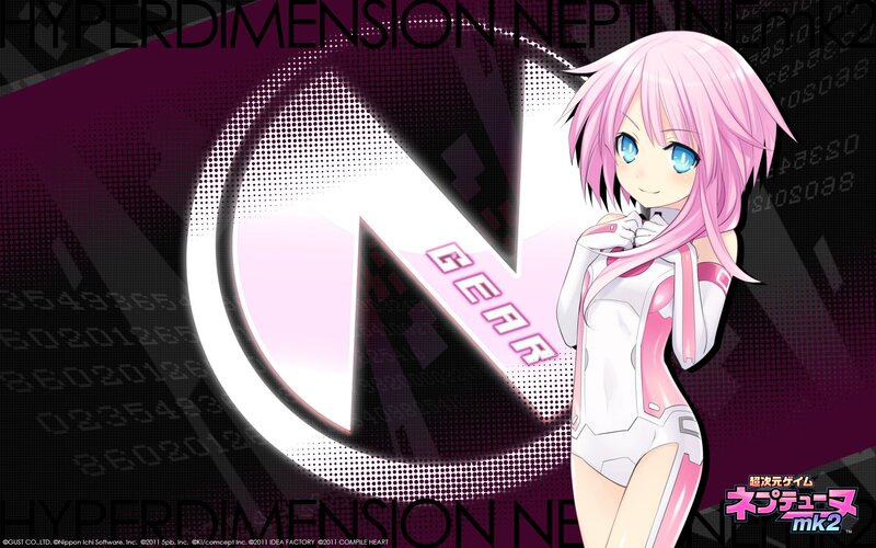 Pink-haired Anime Girl — Purple, Futuristic, Logo