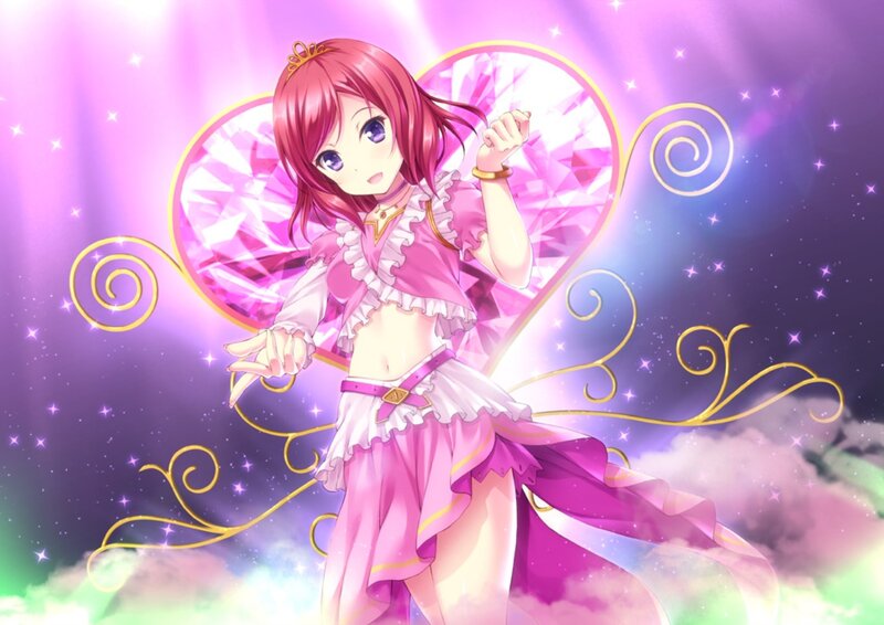 Pink-haired Anime Girl — Purple, Magical, Heart