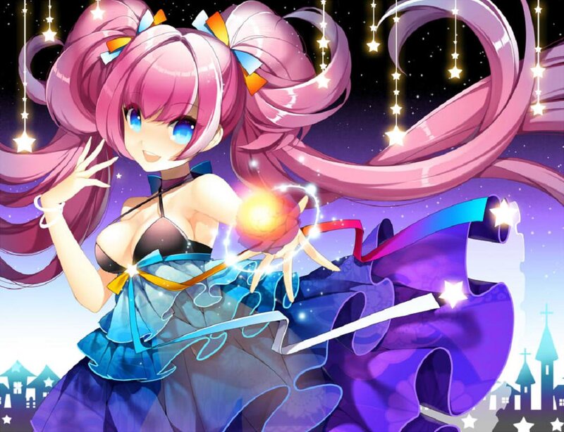Pink-haired Anime Girl — Purple, Magical