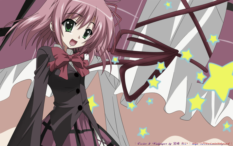 Pink-haired Anime Girl — Purple, Playful, Stars