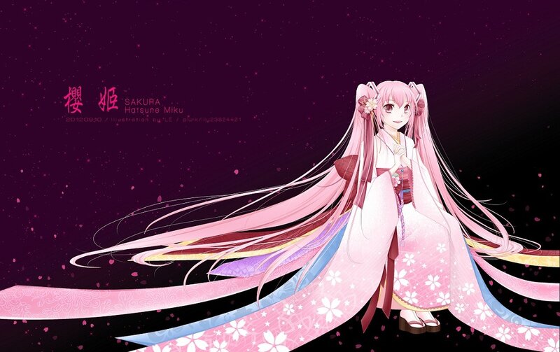 Pink-haired Anime Girl — Purple, Serene, Night, Digital Art
